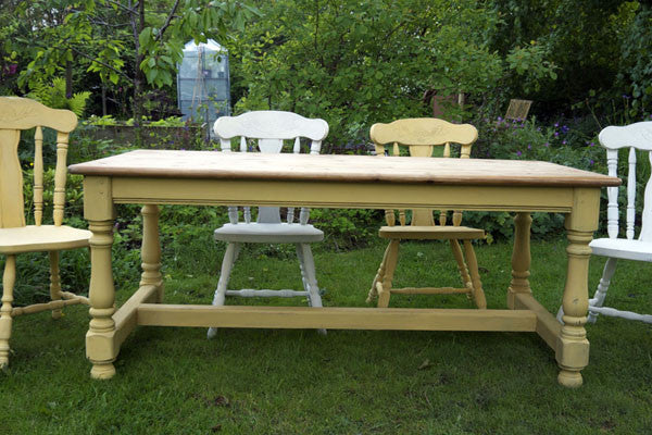 Refectory dining table and 4 chairs in Miss Mustard Seed Milk Paint