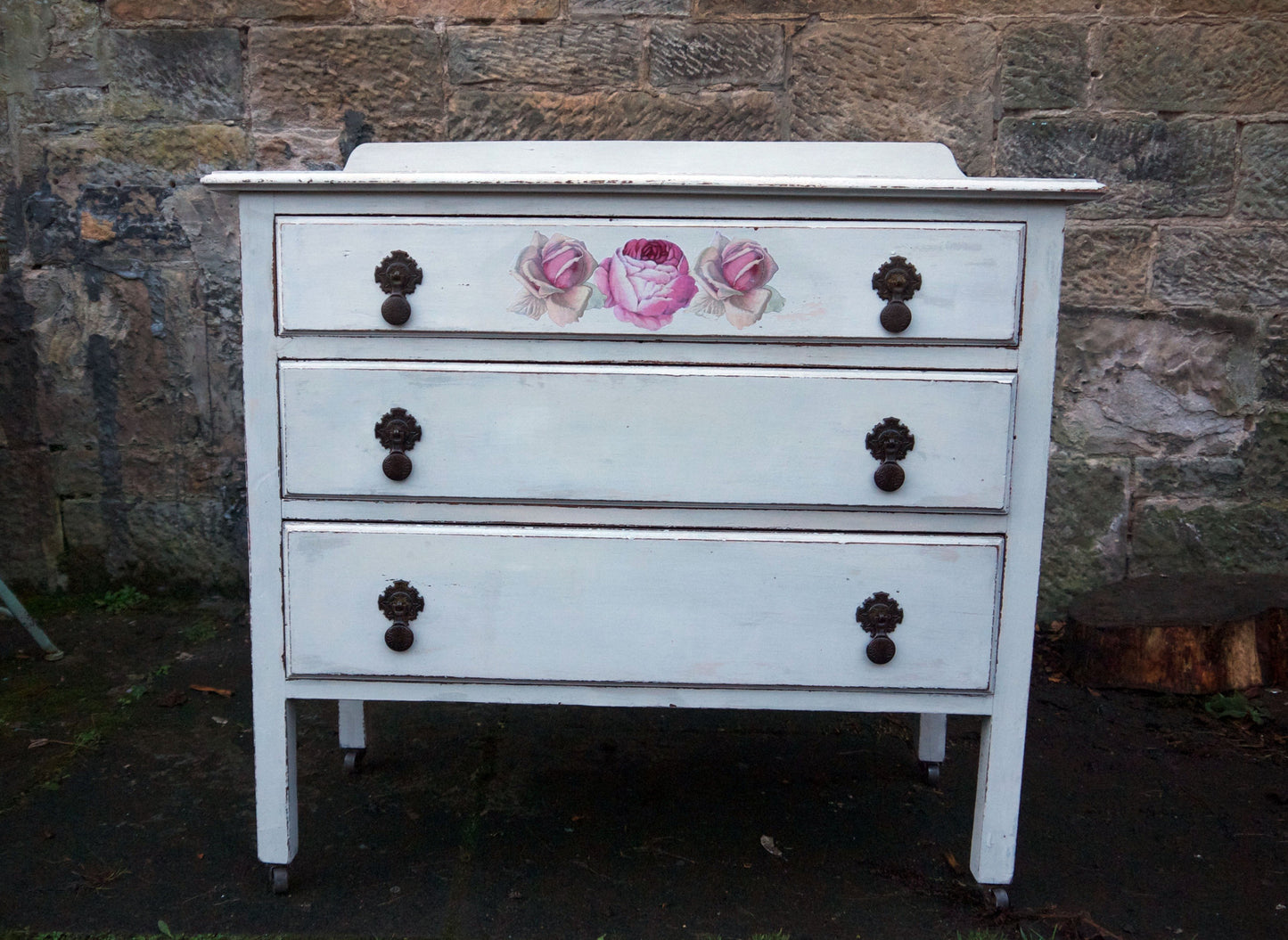 Custom Listing for Sally -  hand painted chest of drawers with rose design