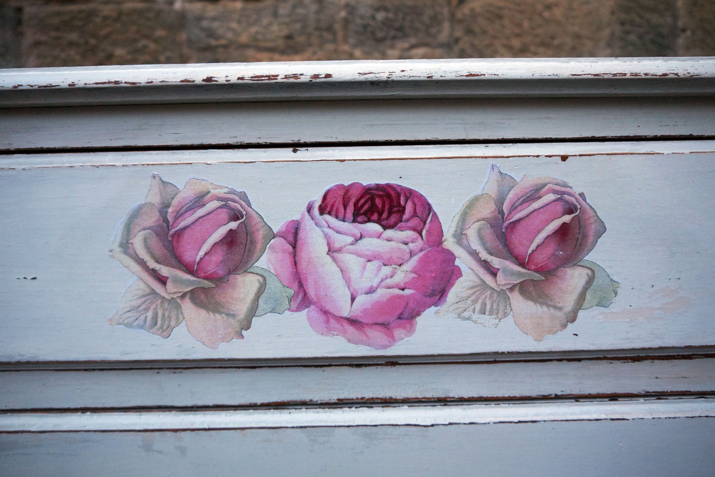 Custom Listing for Sally -  hand painted chest of drawers with rose design