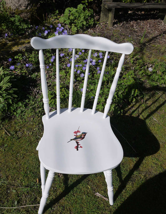 Custom Listing for Isabella Three  mismatch vintage dining chairs with vintage bird decoupage