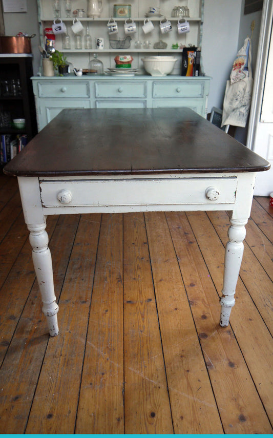 Vintage painted traditional farmhouse kitchen dining table