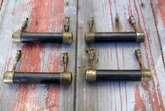 Vintage original furniture handles in wood and brass