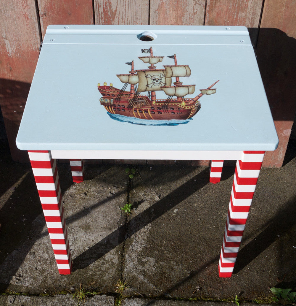 personalised bespoke child's vintage school desk with pirate theme