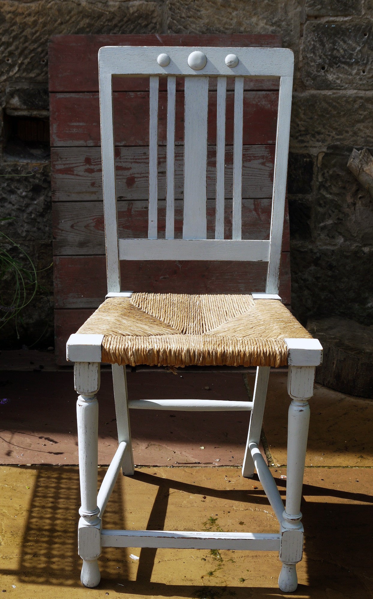 Vintage rush seat chair painted in miss mustard seed milk paint Mora