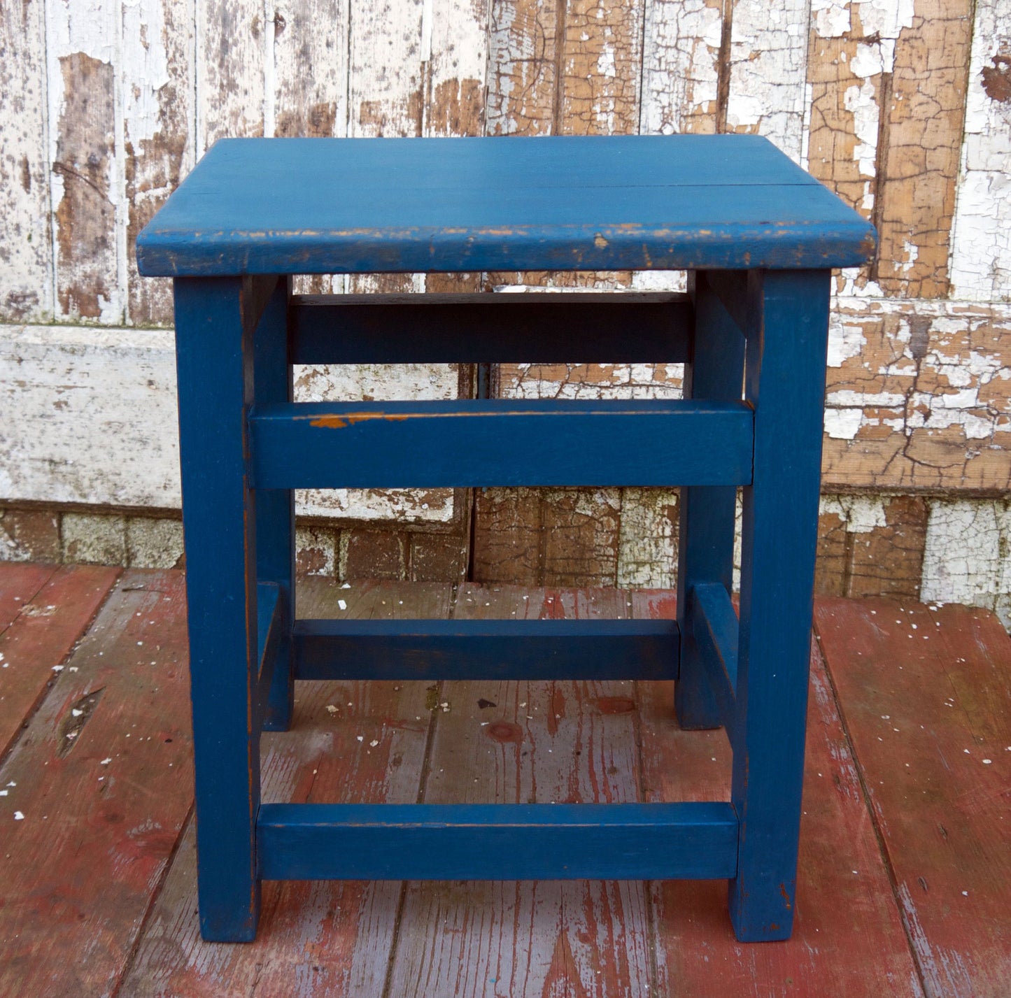 Vintage wooden  school step stool in Miss Mustard Seed Milk Paint Flow Blue
