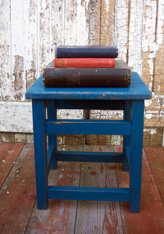Vintage wooden  school step stool in Miss Mustard Seed Milk Paint Flow Blue