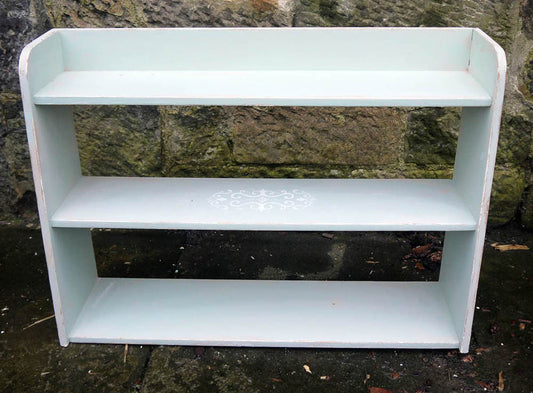 Handpainted stencilled vintage wall shelf unit