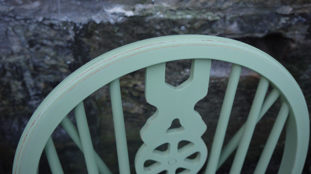 vintage wheelback dining chairs in fusion mineral paint upper canada green