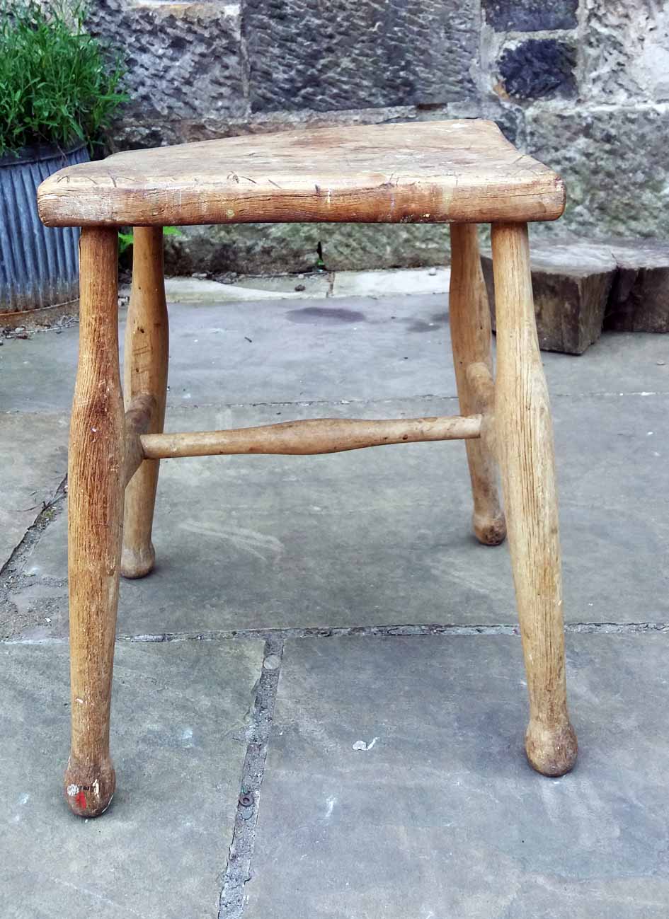 Vintage rustic primitive wooden stool