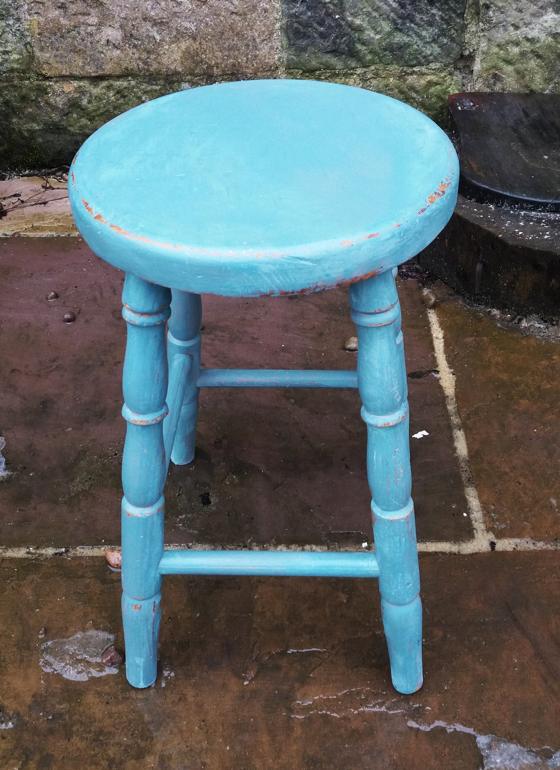 Vintage wooden stool in Miss Mustard Seed Milk Paint