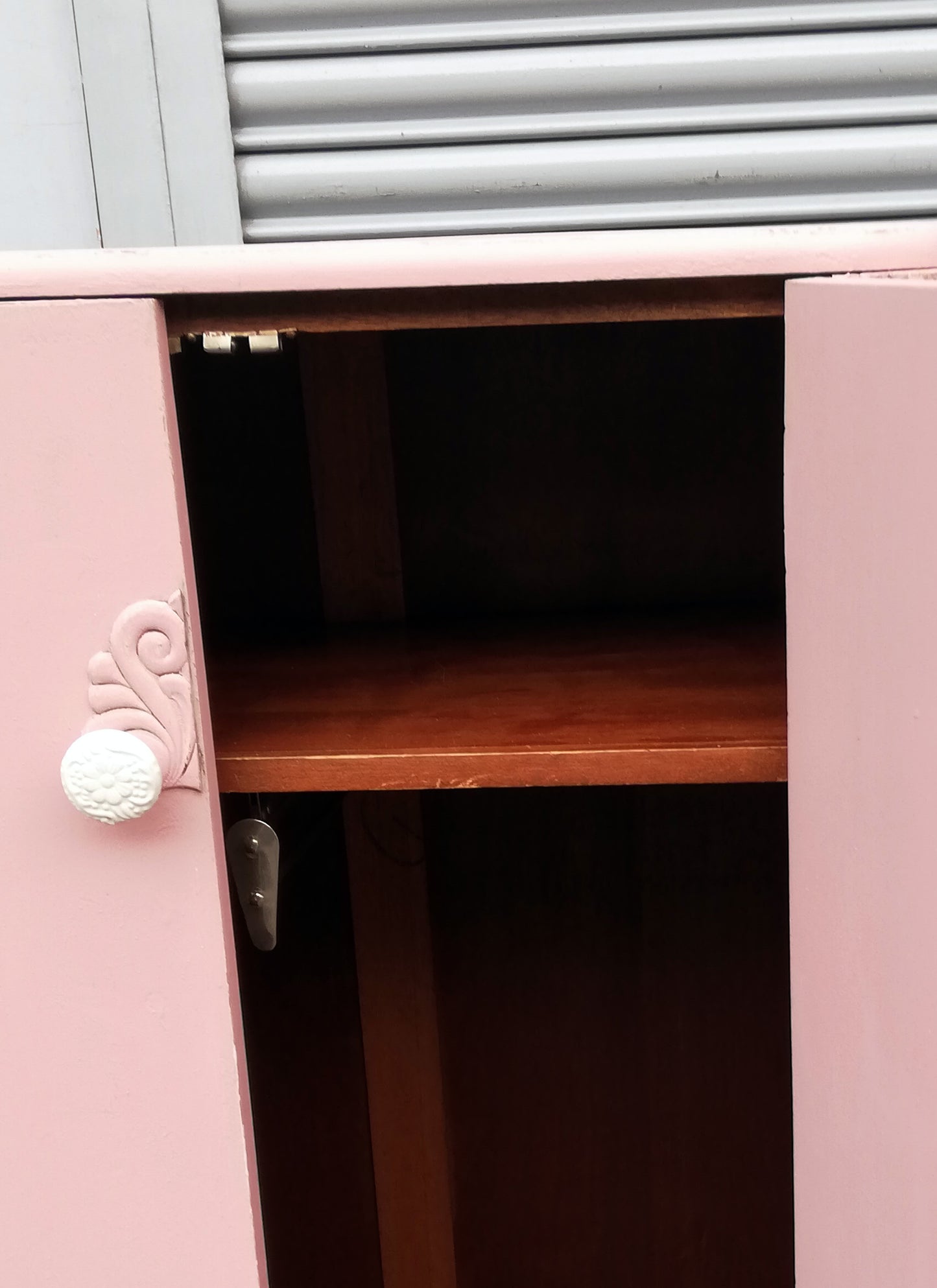 Vintage painted children's wardrobe in pink
