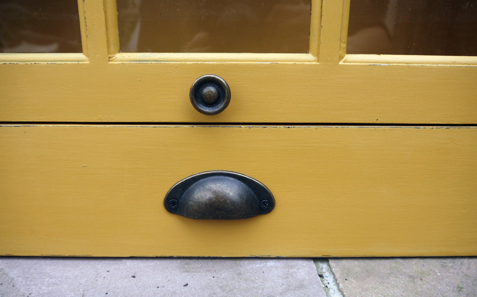 painted wall cabinet in Mustard Yellow