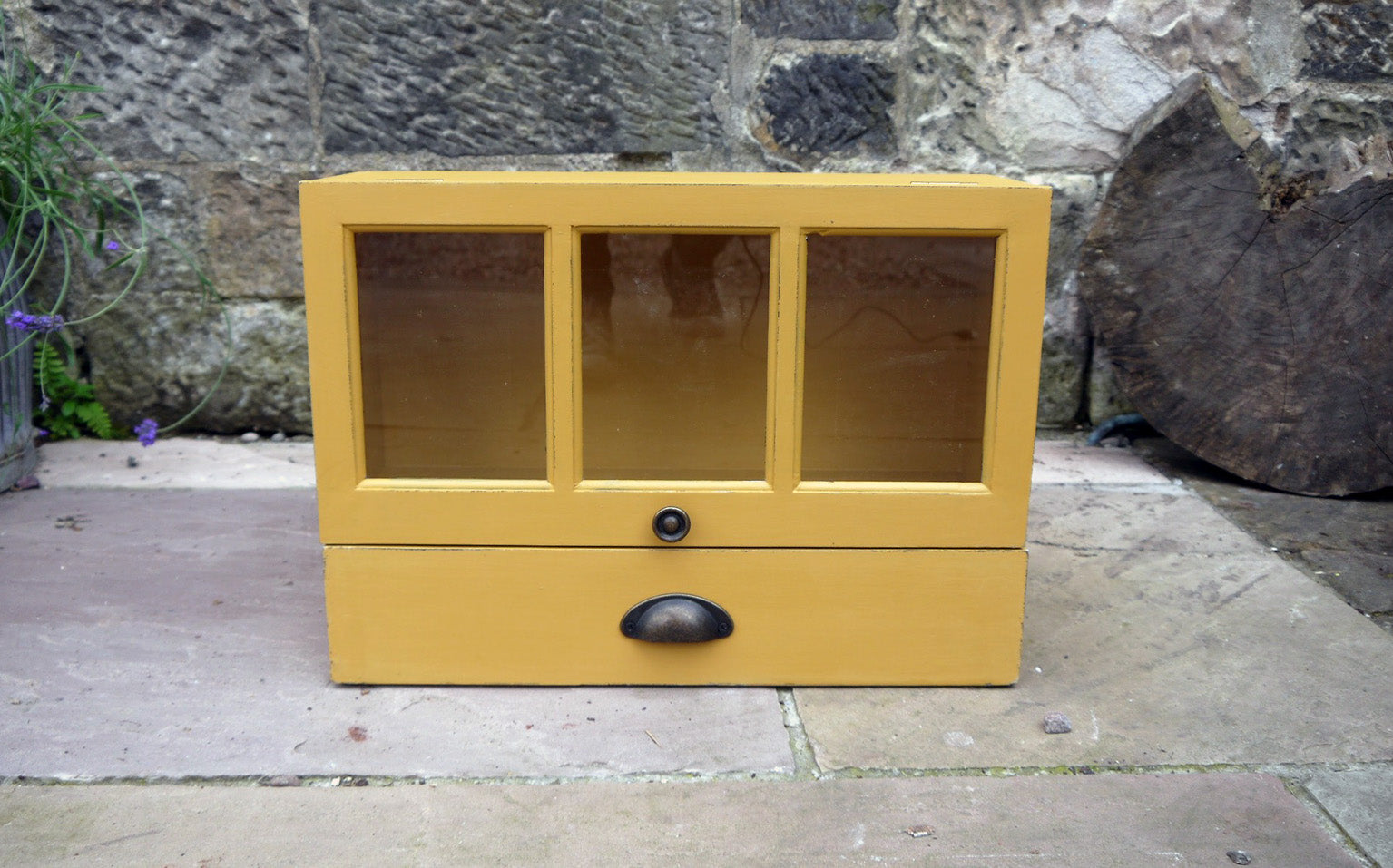 painted wall cabinet in Mustard Yellow